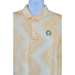 Adidas XL Mens Memorial Tournament Polo Shirt Yellow White Chevrons PGA golf